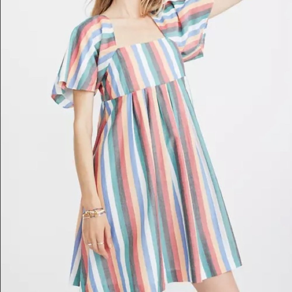Madewell Rainbow Square Neck Stripe Dress